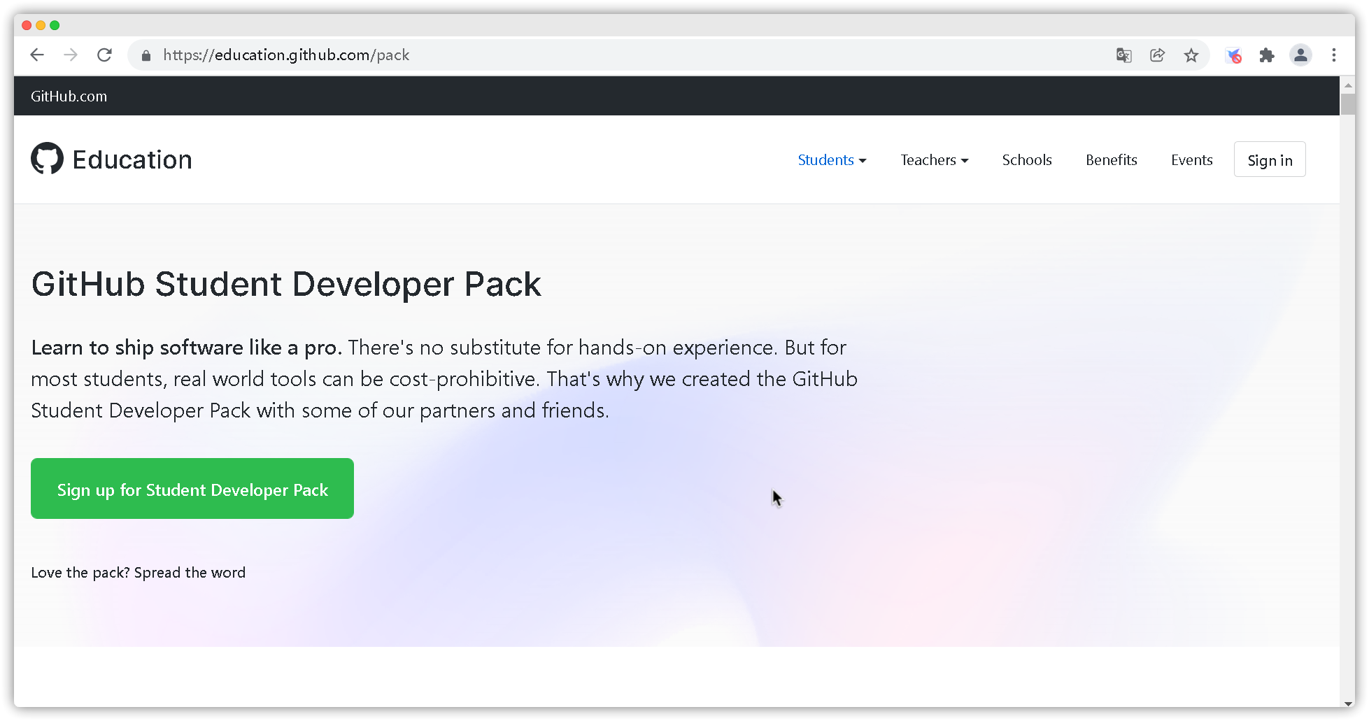 Github Student Develop Pack 1